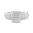 thumbnail image 1 of Sterling Silver Womens Round Diamond Rectangle Cluster Bridal Wedding Engagement Ring 1/2 Cttw, 1 of 4