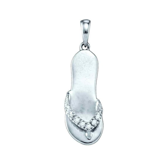 Sterling Silver Womens Round Diamond Sandal Flip-flop Nautical Pendant 1/20 Cttw = .05 Cttw (I3 Clarity, round cut)