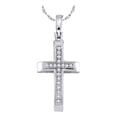 thumbnail image 1 of Sterling Silver Womens Round Diamond Simple Roman Cross Religious Pendant 1/20 Cttw, 1 of 1