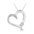 thumbnail image 1 of Sterling Silver Womens Round Diamond Solitaire Heart Pendant .03 Cttw, 1 of 1