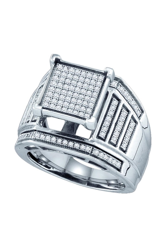 Sterling Silver Womens Round Diamond Square Cluster Ring 3/8 Cttw