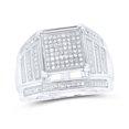 thumbnail image 1 of Sterling Silver Womens Round Diamond Square Cluster Ring 3/8 Cttw, 1 of 1