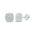 thumbnail image 1 of Sterling Silver Womens Round Diamond Square Earrings 1/10 Cttw, 1 of 1