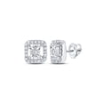 thumbnail image 1 of Sterling Silver Womens Round Diamond Square Earrings 1/5 Cttw, 1 of 1
