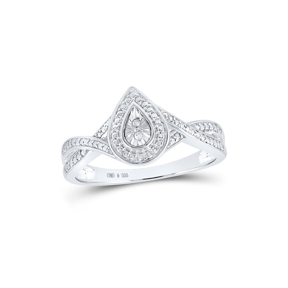 Sterling Silver Womens Round Diamond Teardrop Ring .01 Cttw