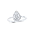 thumbnail image 1 of Sterling Silver Womens Round Diamond Teardrop Ring 1/6 Cttw, 1 of 1