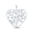 thumbnail image 1 of Sterling Silver Womens Round Diamond Tree Heart Pendant 1/12 Cttw, 1 of 1