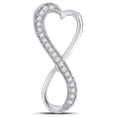thumbnail image 1 of Sterling Silver Womens Round Diamond Vertical Infinity Heart Pendant 1/10 Cttw, 1 of 1