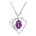 thumbnail image 1 of Sterling Silver Womens Round Synthetic Amethyst Heart Pendant 3/4 Cttw, 1 of 1