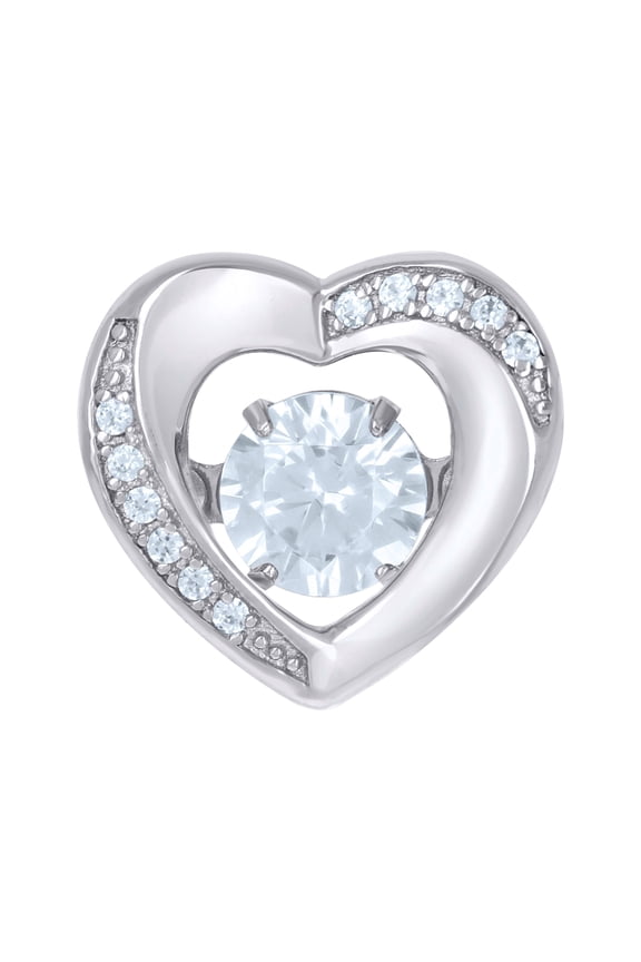 Sterling Silver Womens Sparkling Cz Heart Slide Pendant