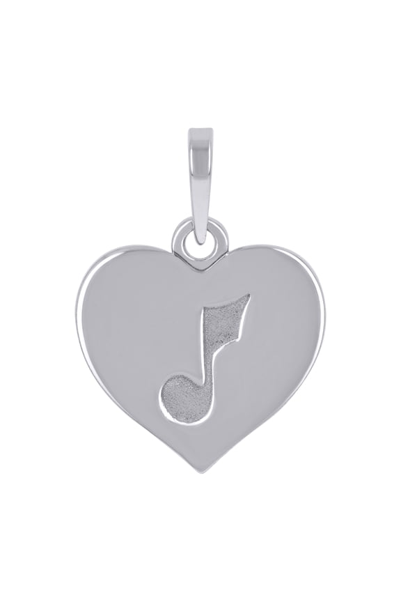 Sterling Silver Womens Treble Clef Music Note Heart Charm Pendant