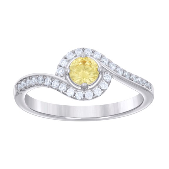 Sterling Silver Womens Yellow White Cubic-Zirconia Fashion Bridal Anniversary Wedding Engagement Band Ring Size 6