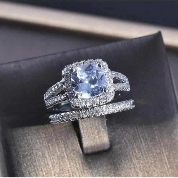 Sterling Silver Womens Zircon Inlay Simple Style Combination Ring, 925 Silver High Quality Womens Ring