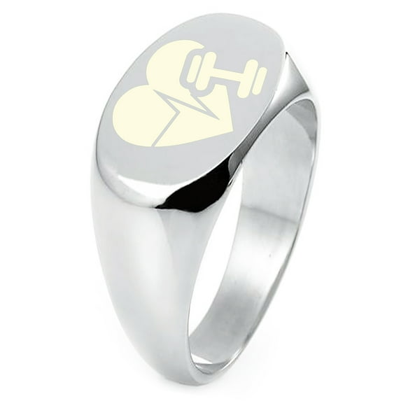 Sterling Silver Workout Lifeline Heart Engraved Oval Flat Top Polished Ring
