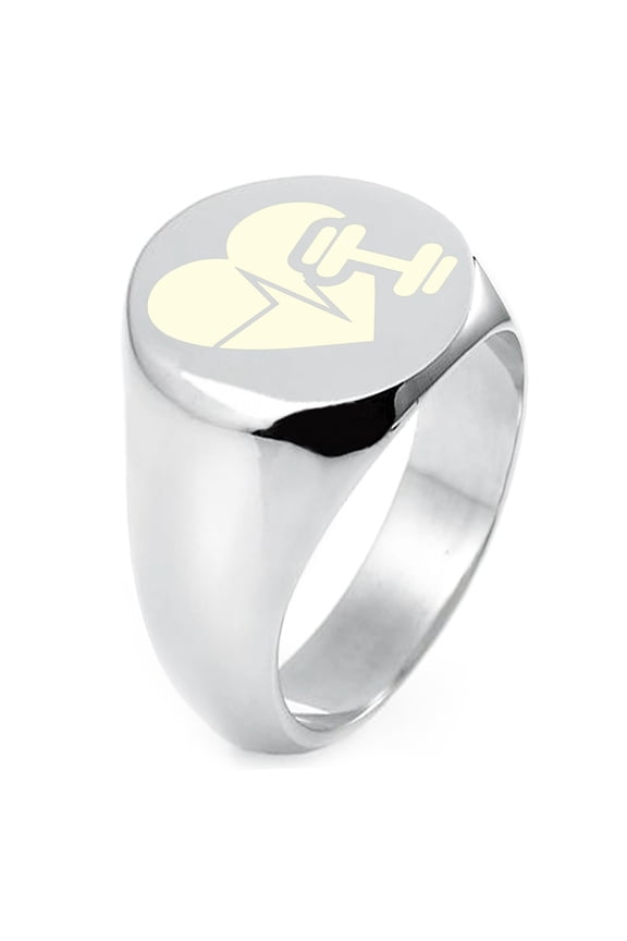 Sterling Silver Workout Lifeline Heart Engraved Round Flat Top Polished Ring