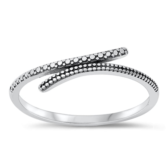Sterling Silver Wrap Around Beaded Snake Design Ring Size 10