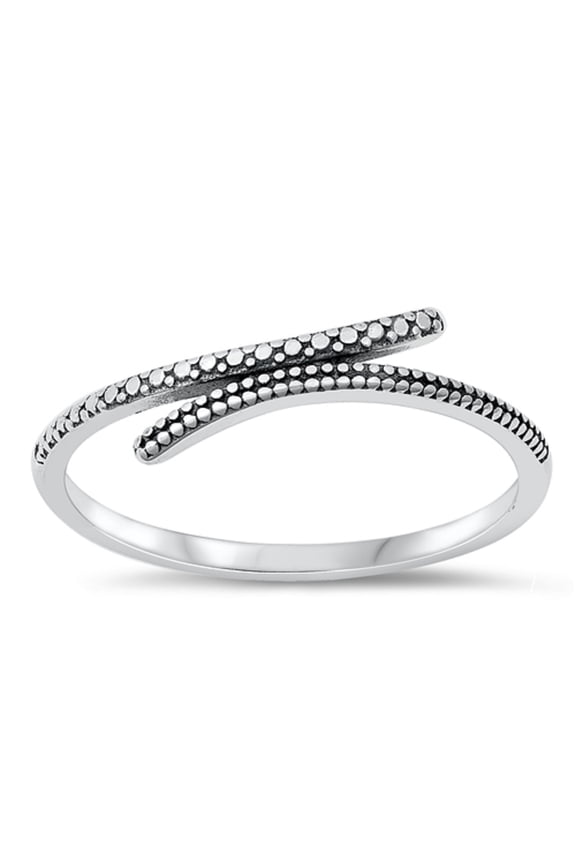 Sterling Silver Wrap Around Beaded Snake Design Ring Size 2