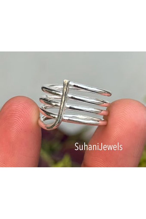 Sterling Silver Wrap Ring | 925 Multi Band Adjustable Silver Ring | Minimalist Boho Jewelry Accessory