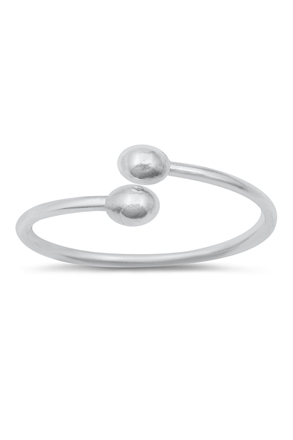 Sterling Silver Wrapped Around Beads Adjustable Ring Size 5