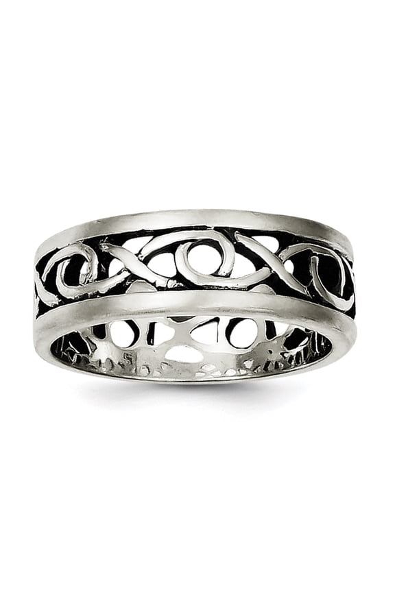 925 Sterling Silver Solid Satin Oxidized X and O Design Ring Size 10 8mm Wide Ring for Women