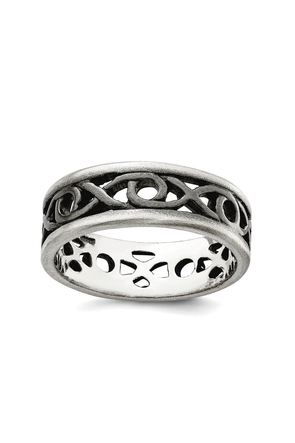 925 Sterling Silver Solid Oxidized X and O Design Ring Size 9 8mm Wide Ring for Women - 6.1 Grams