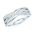 thumbnail image 1 of Sterling Silver X Shape One Row Simulated Round Brilliant Cut Diamonds Cross Two Split Shanks Wedding Ring (4), 1 of 6