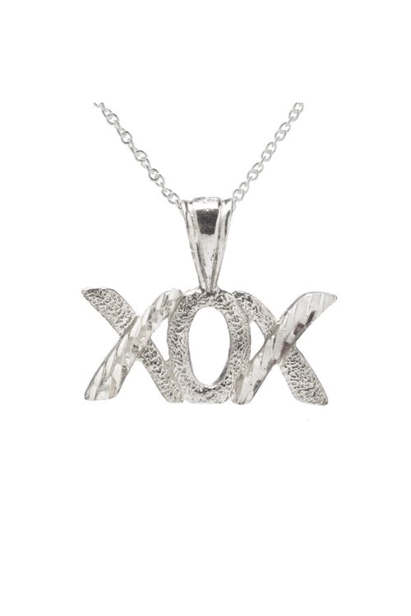 Sterling Silver XO Pendant Necklace, 18"