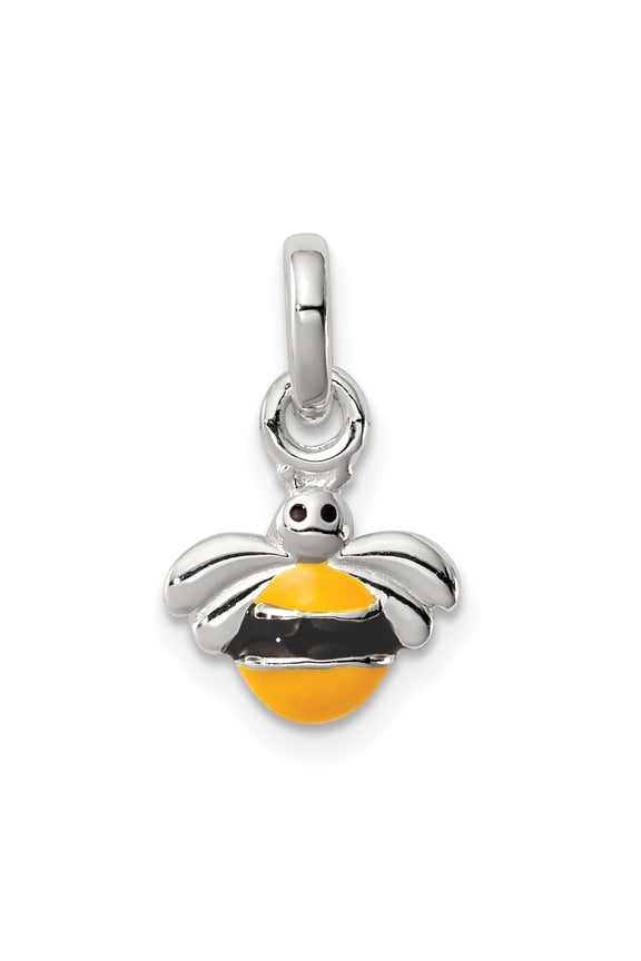 Sterling Silver Yellow/Black Enameled Bee Pendant