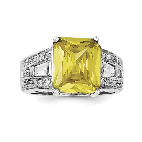 Sterling Silver Yellow & Clear CZ Ring QR1459