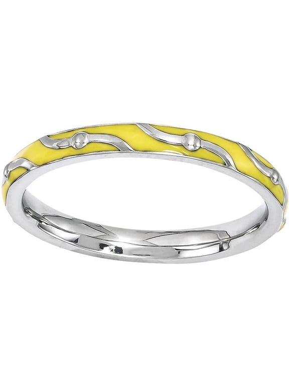 Sterling Silver Yellow Enamel Ring