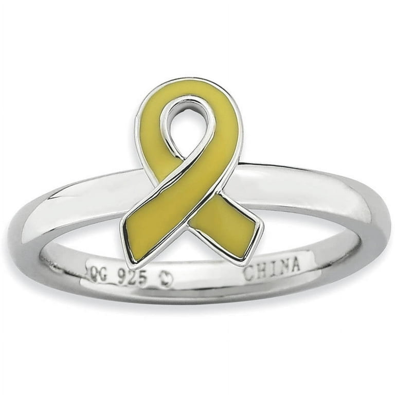 Sterling Silver Stackable Expressions Yellow Gold Awareness Ribbon Ring Sterling Silver Stackable Expressions Yellow Gold Awareness Ribbon Ring
