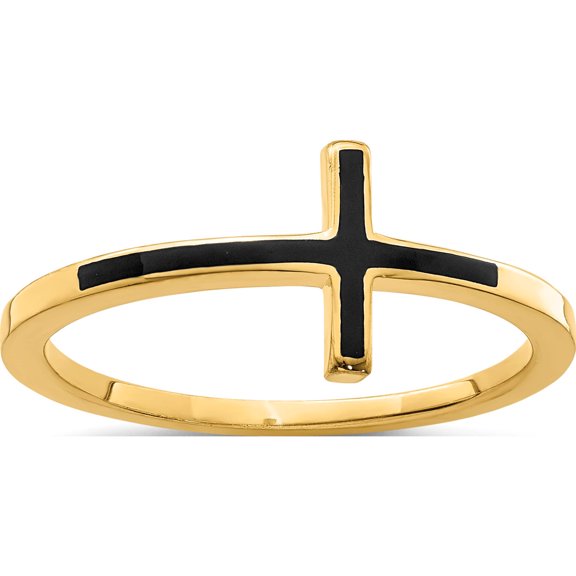 Jewelry by Sweet Pea Sterling Silver Yellow Gold-plated Antiqued Sideways Cross Ring