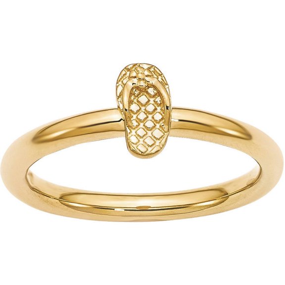 Sterling Silver Yellow-Plated Flip Flop Ring