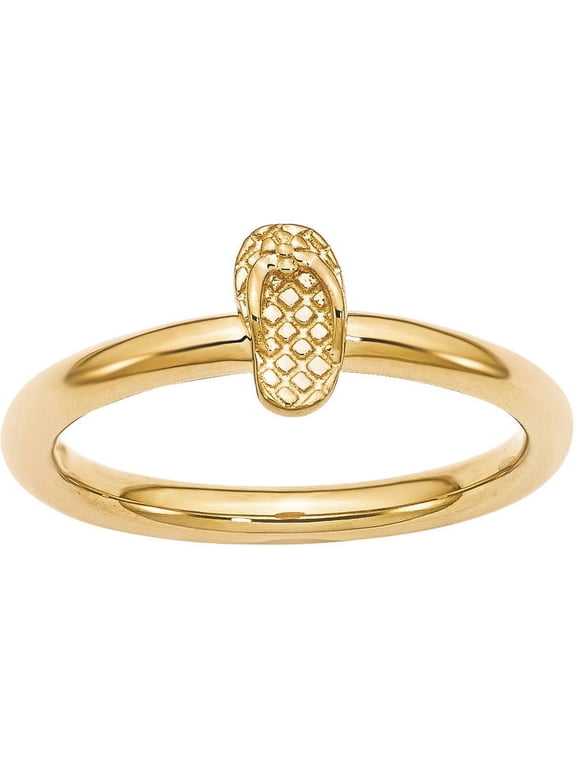 Sterling Silver Yellow-Plated Flip Flop Ring