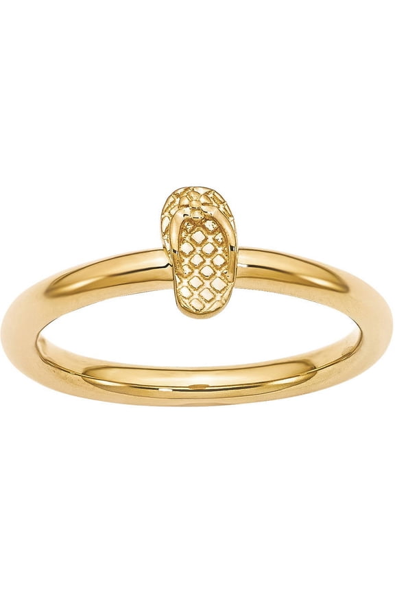 Sterling Silver Yellow-Plated Flip Flop Ring
