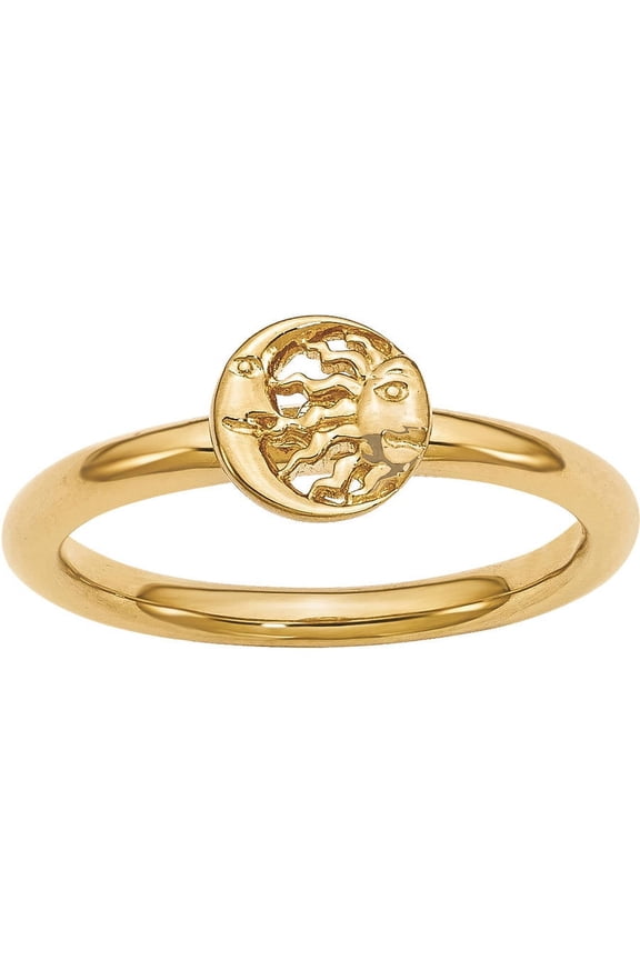 Sterling Silver Yellow-Plated Sun/Moon Ring
