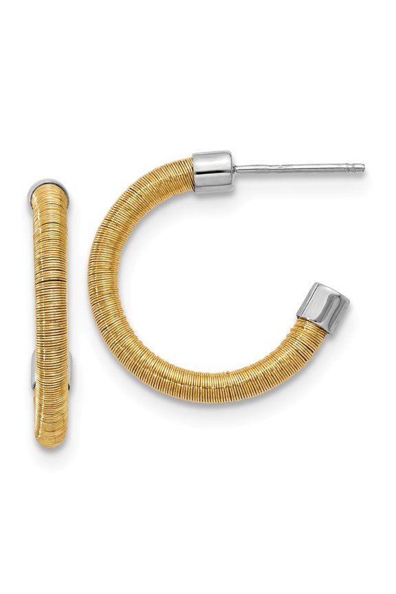 Sterling Silver Yellow Rhodium Textured Earrings - 3.0 Grams - Measures 22.5x22mm Wide