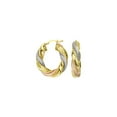 thumbnail image 1 of Sterling Silver Yellow Rose and Rhodium Plated Tri Color Twisted Oval Hoop Earrings - 6.6 Grams, 1 of 2