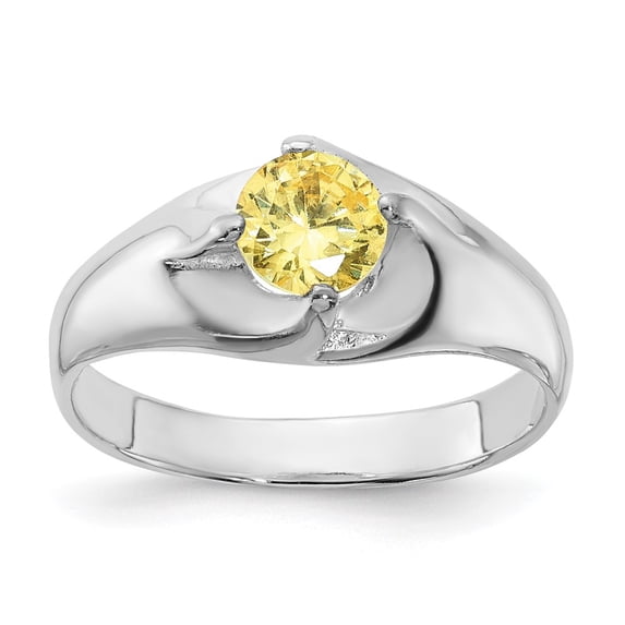 Sterling Silver Yellow Round CZ Ring