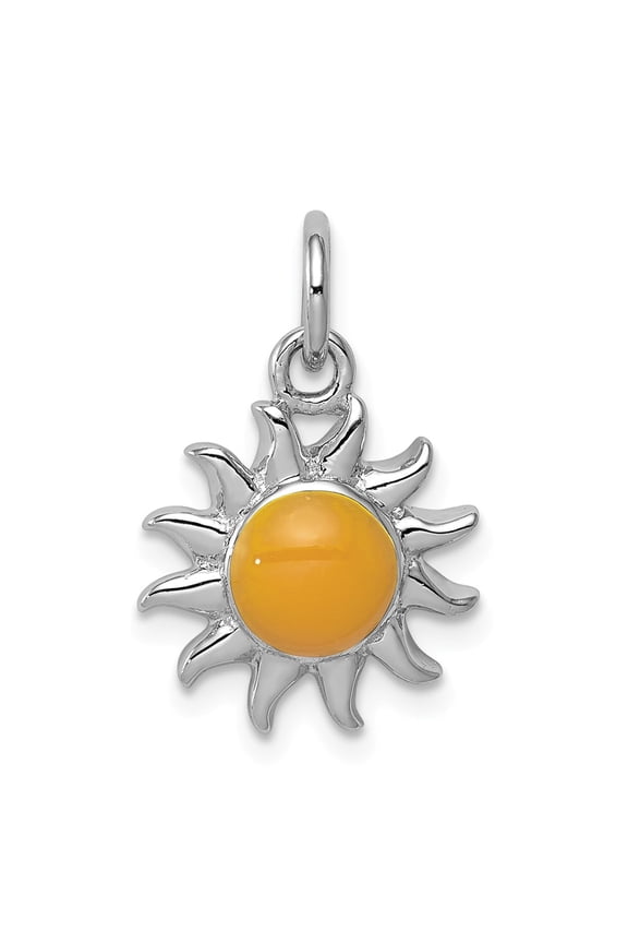 Sterling Silver Yellow Sun Charm Pendant