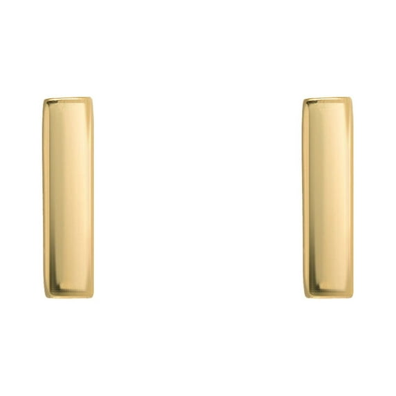 Sterling Silver Yellow Tone Line Bar Stud Earrings