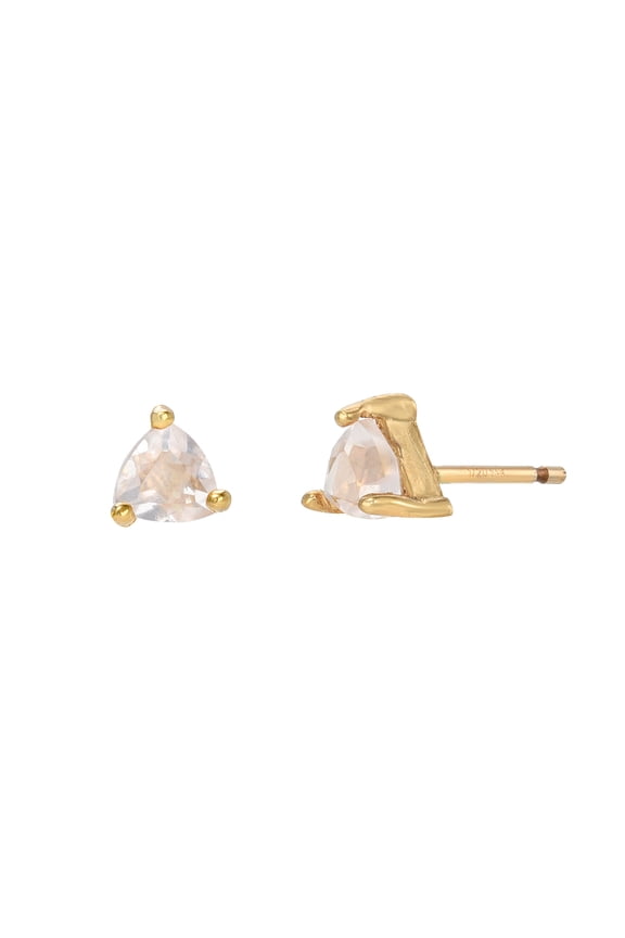 Sterling Silver Yellow Tone Rose Chalcedony Immunity Earring Studs