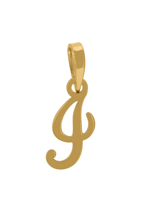 Sterling Silver Yellow-Tone Unisex Cursive Initial Alphabet I Charm Pendant