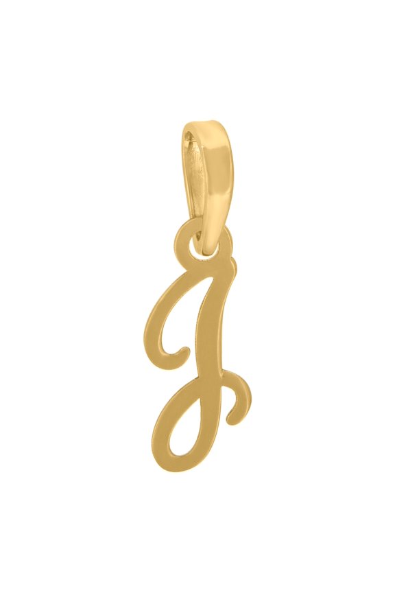 Sterling Silver Yellow-Tone Unisex Cursive Initial Alphabet J Charm Pendant