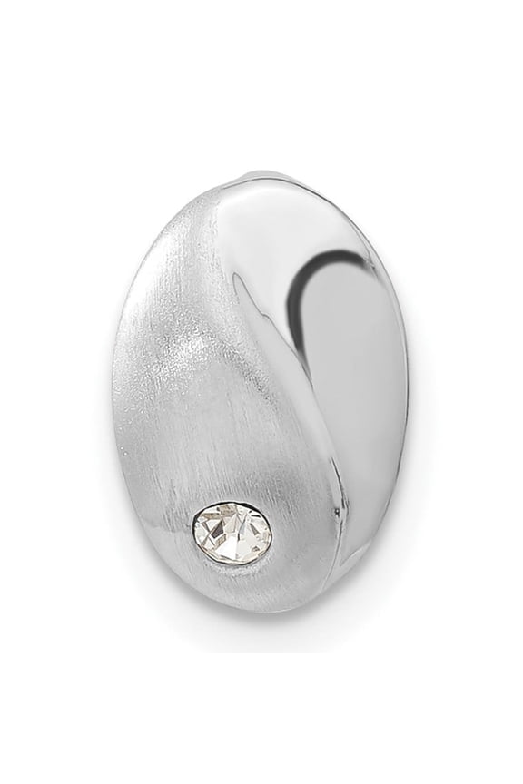 Sterling Silver Yin Yang Bead with Clear Crystal Accent, Abstract Modern Symbol for Balance and Harmony, Unisex Charm for Women Bracelets or Necklaces