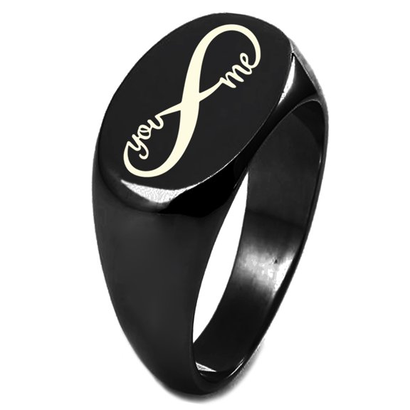 Sterling Silver You and Me Infinity Engraved Oval Flat Top Polished Ring