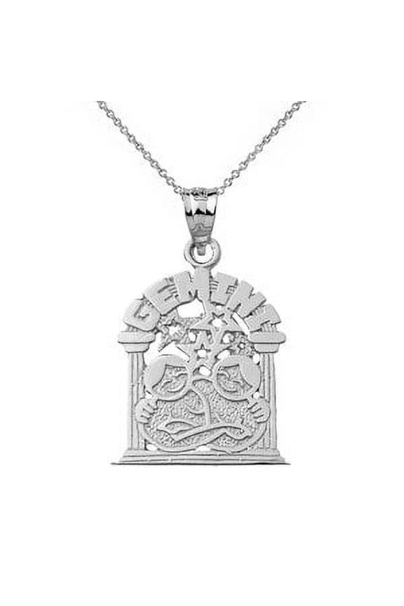 Sterling Silver Zodiac Gemini Pendant Necklace : Pendant with 22" chain