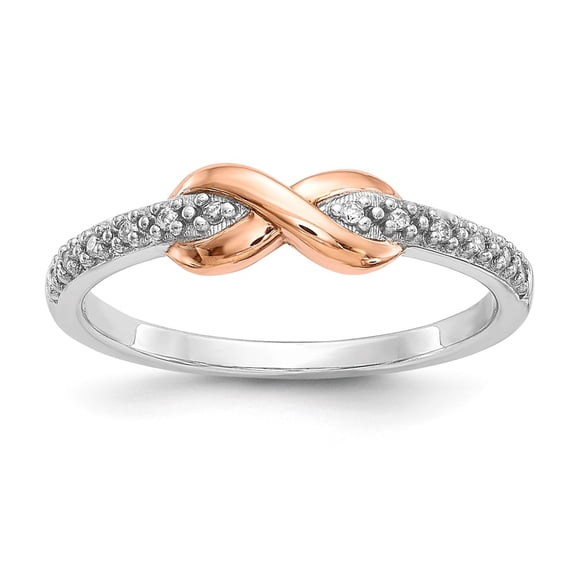 Sterling Silver and 10k Rose Gold Diamond Accent Infinity Ring