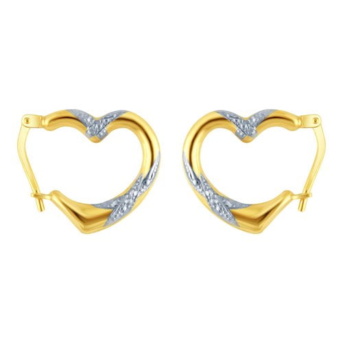 Sterling Silver and 10kt Gold Open Heart 16mm Women's Earrings