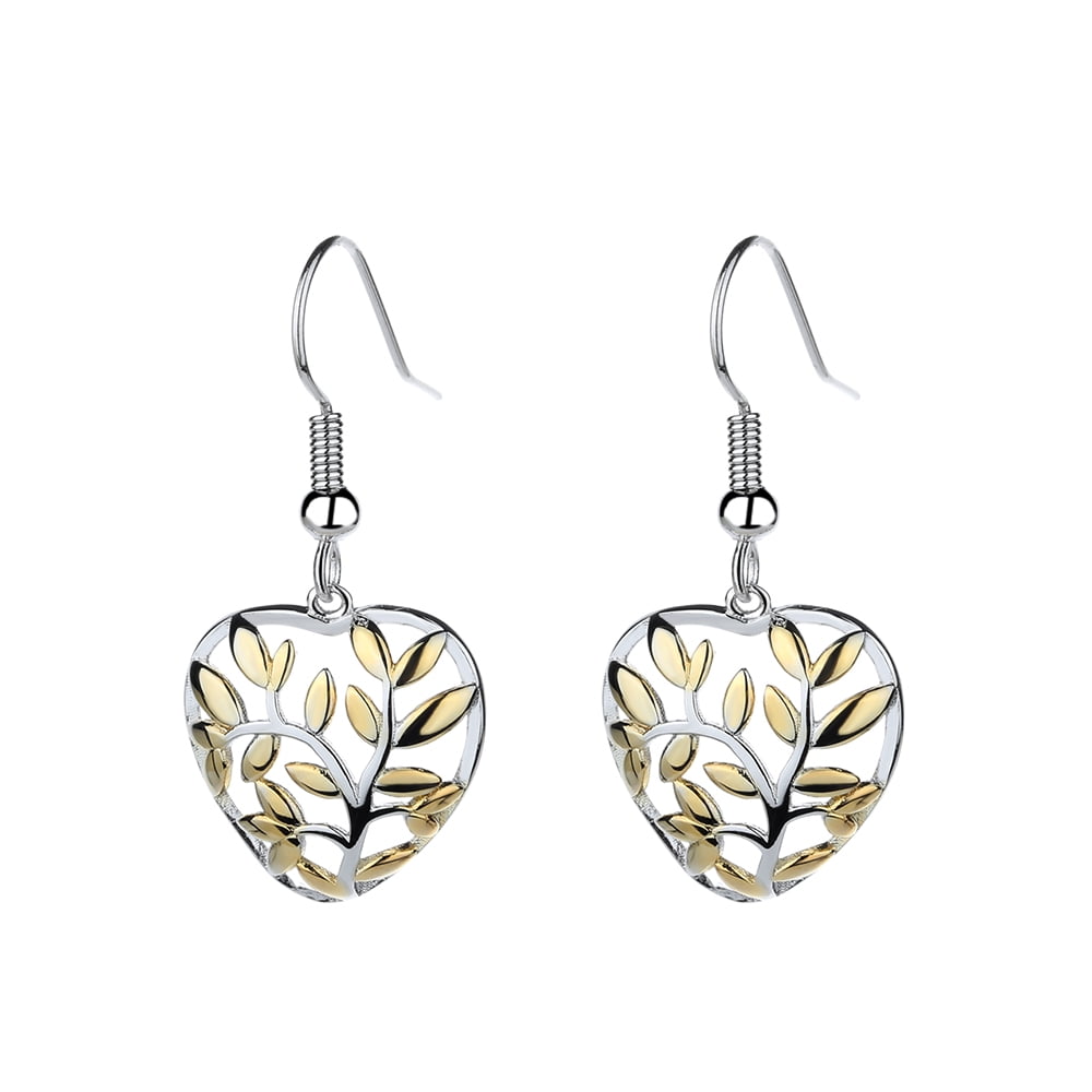 Amy and Annette Sterling Silver and 18k Gold Floral Heart Earrings